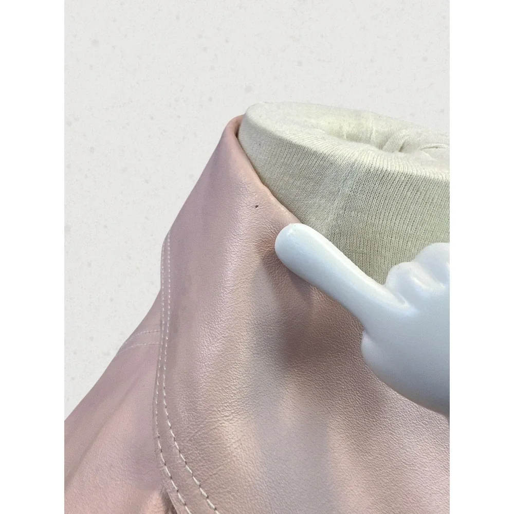Spiegel Genuine Leather Jacket Pink Blush Puff Sleeve Y2K Cropped Women's Size 4 - Picture 7 of 16